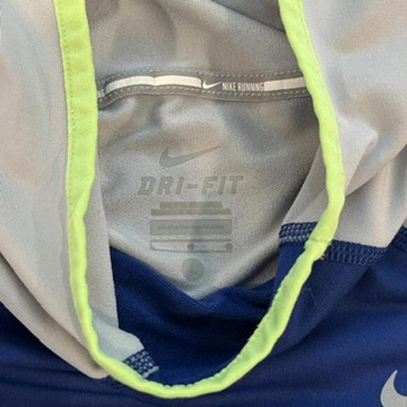 Nike Dri-FIT Running Hoodie Cowl Neck Blue Gray Neon Green Large Womens - Picture 5 of 7